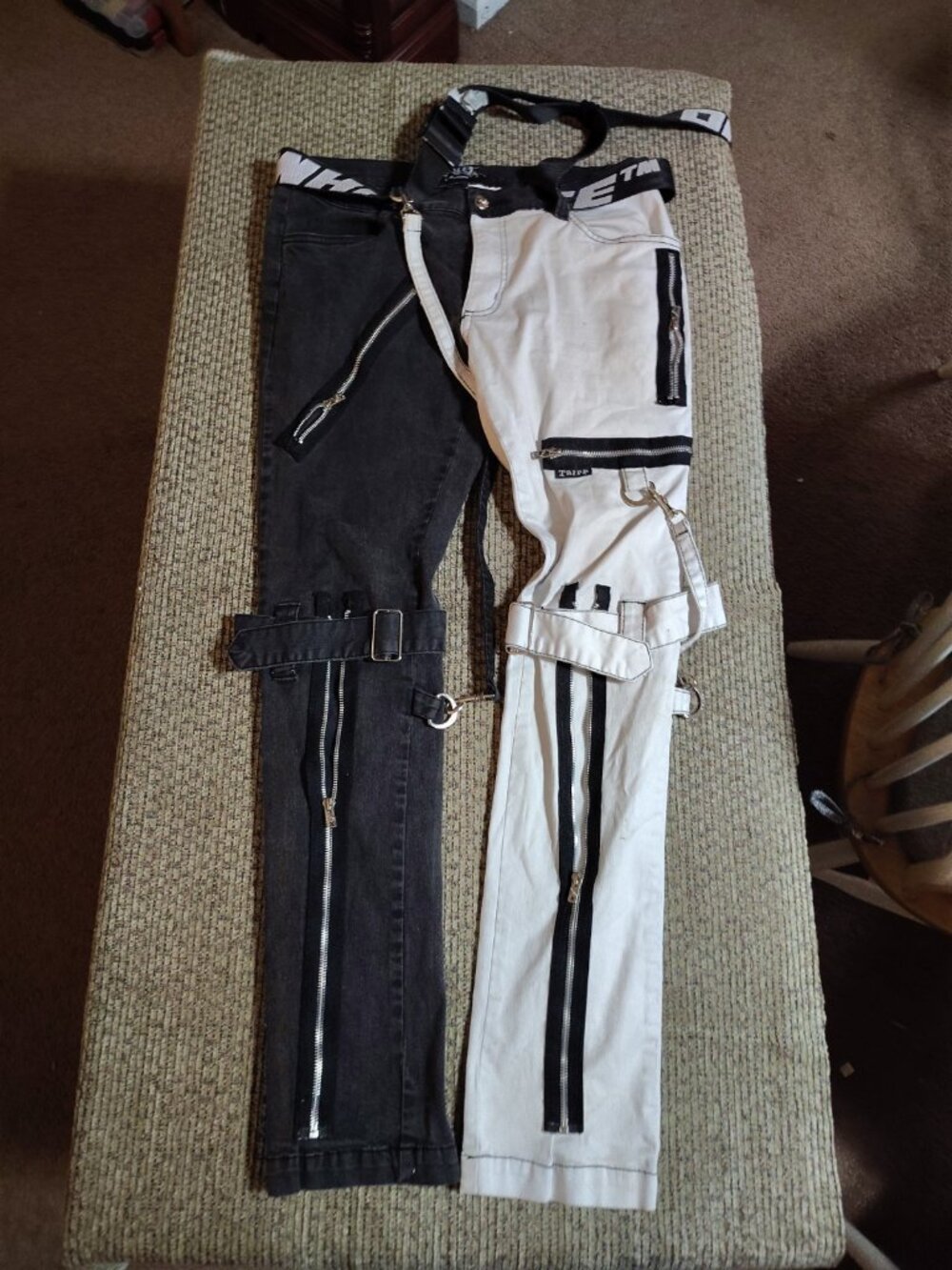 Tripp NYC Two-Tone Black and White Gothic Punk Bondage Pants